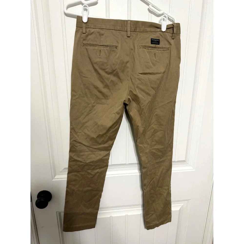 Banana Republic Fulton Skinny Fit Pants Mens 30x30 Khaki Tan Chino Stretch 6447
